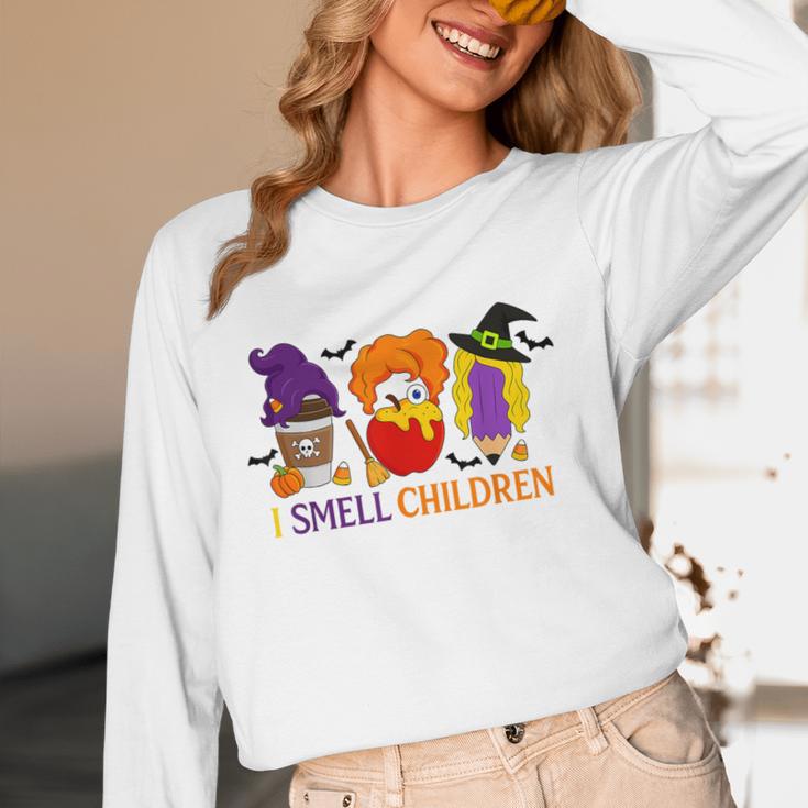 I Smell Children Witch Teacher Halloween Trick Or Teach Women Long Sleeve T-Shirt, novelty gifts, funny gifts