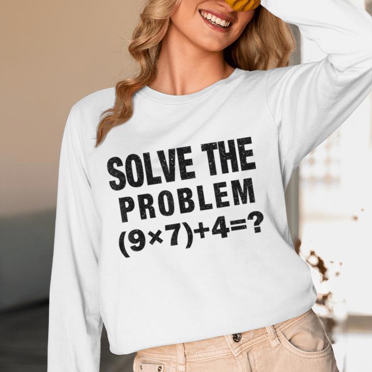 Solve The Problem 9×74 Math Teacher Women Long Sleeve T-Shirt, novelty gifts, funny gifts