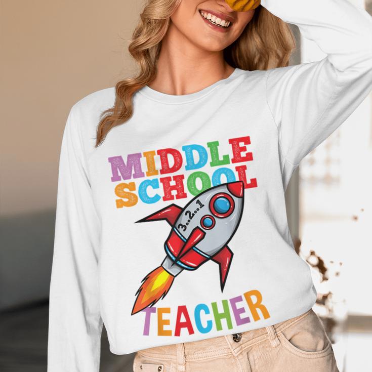Space Middle School Teacher Back To School Men Women Kids Women Long Sleeve T-Shirt, novelty gifts, funny gifts