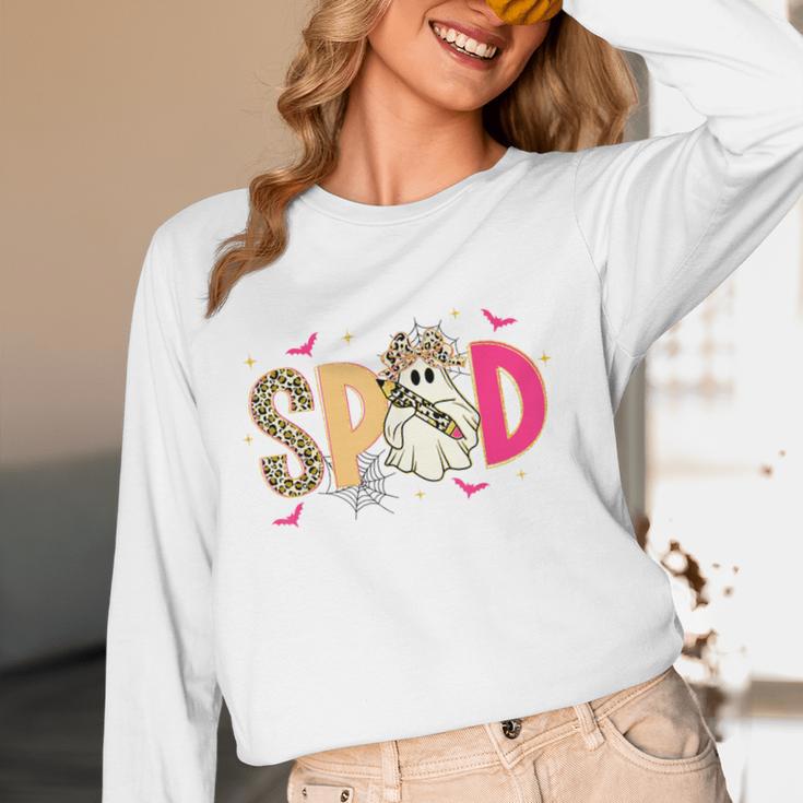 Sped Teacher Halloween Ghost Special Education Preppy Fall Women Long Sleeve T-Shirt, novelty gifts, funny gifts