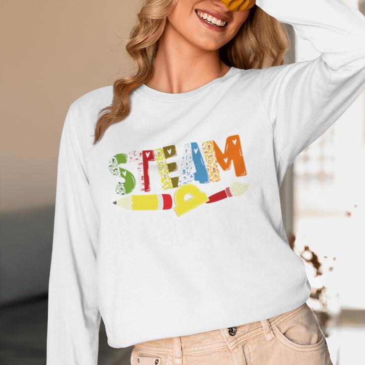 Steam Teacher Science Tech Engineering Arts Maker Women Long Sleeve T-Shirt, novelty gifts, funny gifts