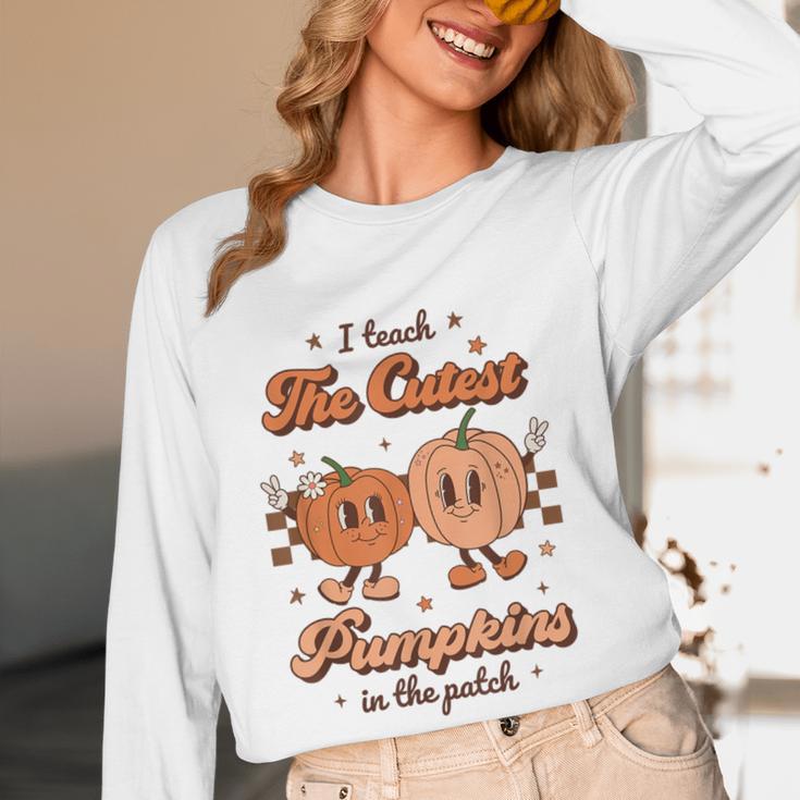 I Teach The Cutest Pumpkins In The Patch Retro Teacher Fall Women Long Sleeve T-Shirt, novelty gifts, funny gifts I Teach The Cutest Pumpkins In The Patch Retro Teacher Fall Women Long Sleeve T-Shirt, novelty gifts, funny gifts