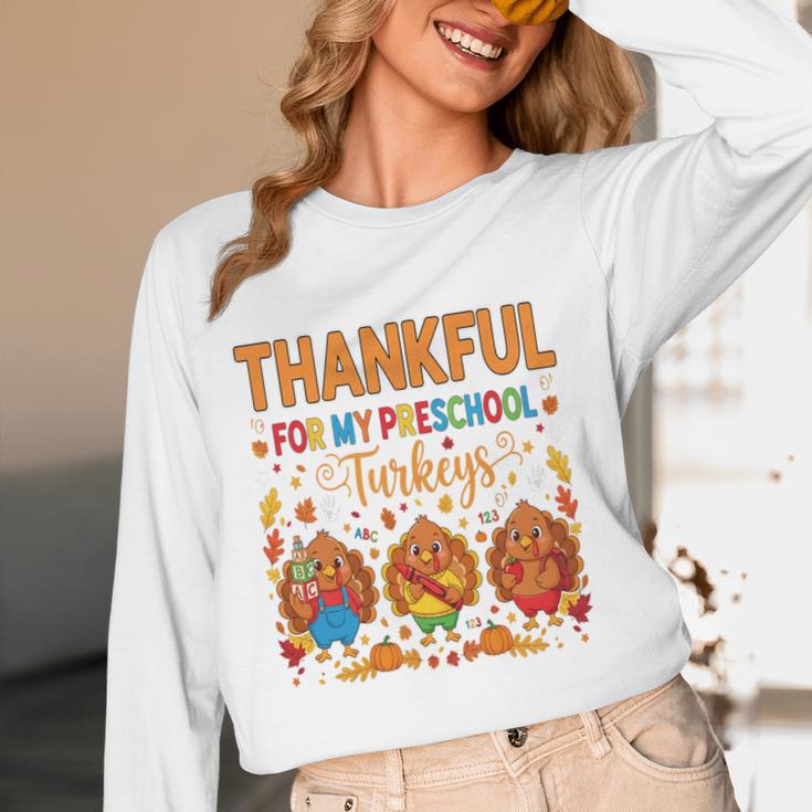Teach Thanksgiving Teacher Thankful For My Preschool Turkeys Women Long Sleeve T-Shirt, novelty gifts, funny gifts Teach Thanksgiving Teacher Thankful For My Preschool Turkeys Women Long Sleeve T-Shirt, novelty gifts, funny gifts
