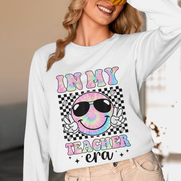 In My Teacher Era Groovy Tie Dye Back To School Cute Teacher Women Long Sleeve T-Shirt, novelty gifts, funny gifts
