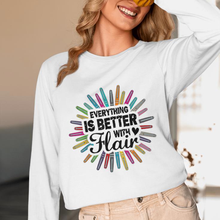 Teacher Flair Pen Art Lover School Supplies Women Long Sleeve T-Shirt, novelty gifts, funny gifts Teacher Flair Pen Art Lover School Supplies Women Long Sleeve T-Shirt, novelty gifts, funny gifts