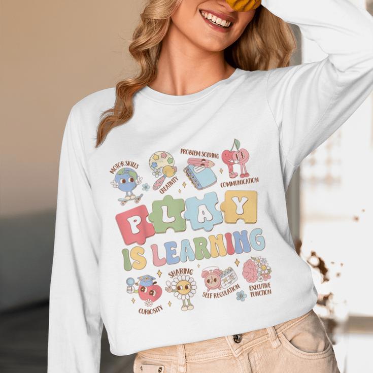 Teacher Groovy Play Is Learning Back To School Women Long Sleeve T-Shirt, novelty gifts, funny gifts Teacher Groovy Play Is Learning Back To School Women Long Sleeve T-Shirt, novelty gifts, funny gifts