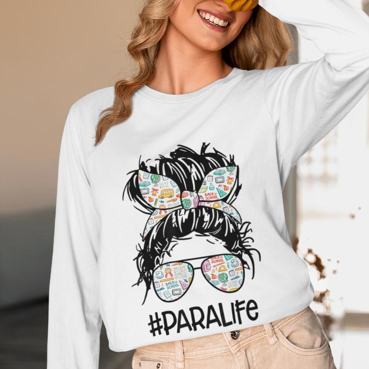 Teacher Para Life Tee Paraprofessional Cute Messy Bun Women Long Sleeve T-Shirt, novelty gifts, funny gifts Teacher Para Life Tee Paraprofessional Cute Messy Bun Women Long Sleeve T-Shirt, novelty gifts, funny gifts