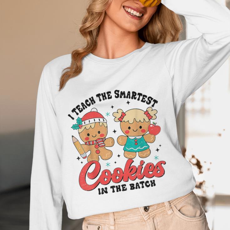 Teacher Of Smart Cookies Cute Gingerbread Teacher Christmas Women Long Sleeve T-Shirt, novelty gifts, funny gifts