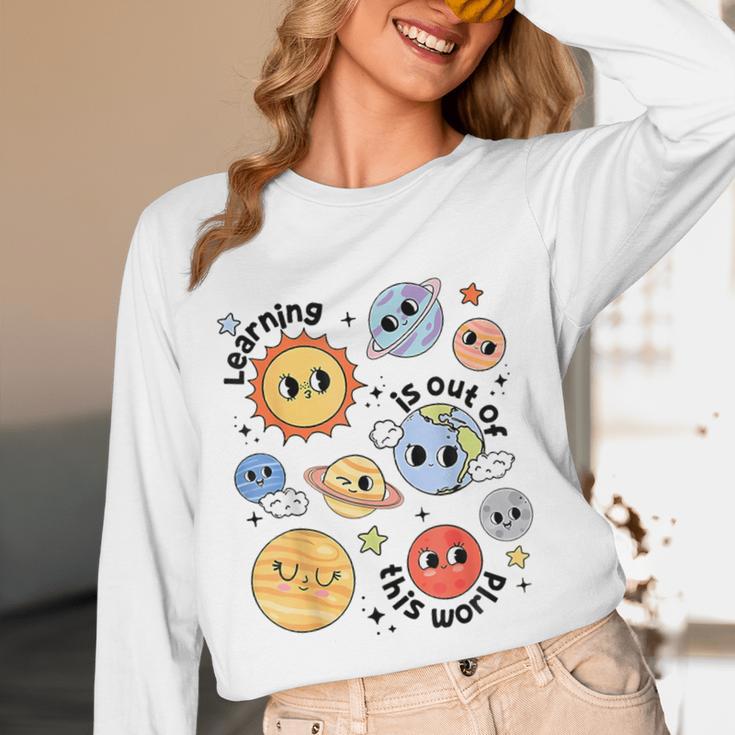 Teacher Space Science Learning Is Out Of World Solar System Women Long Sleeve T-Shirt, novelty gifts, funny gifts Teacher Space Science Learning Is Out Of World Solar System Women Long Sleeve T-Shirt, novelty gifts, funny gifts