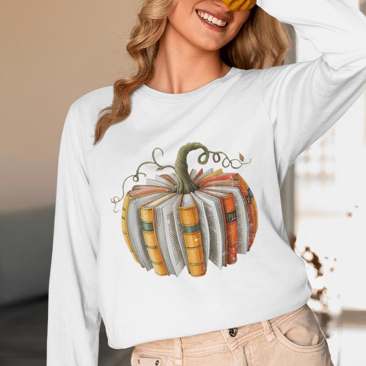 Teachers Students Fall Book Pumpkin Fall Librarians Bookworm Women Long Sleeve T-Shirt, novelty gifts, funny gifts Teachers Students Fall Book Pumpkin Fall Librarians Bookworm Women Long Sleeve T-Shirt, novelty gifts, funny gifts