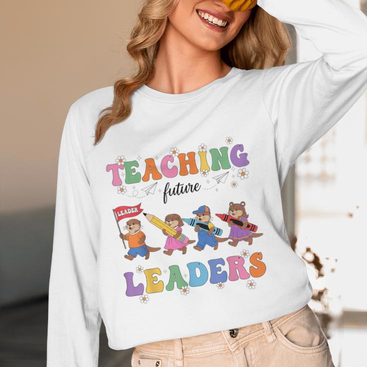 Teaching Future Leaders Otter Back To School Teacher Women Long Sleeve T-Shirt, novelty gifts, funny gifts Teaching Future Leaders Otter Back To School Teacher Women Long Sleeve T-Shirt, novelty gifts, funny gifts