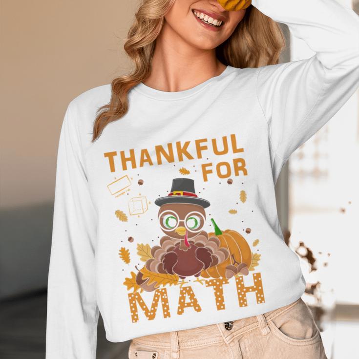Thankful Math Turkey Teacher Happy Thanksgiving Women Long Sleeve T-Shirt, novelty gifts, funny gifts