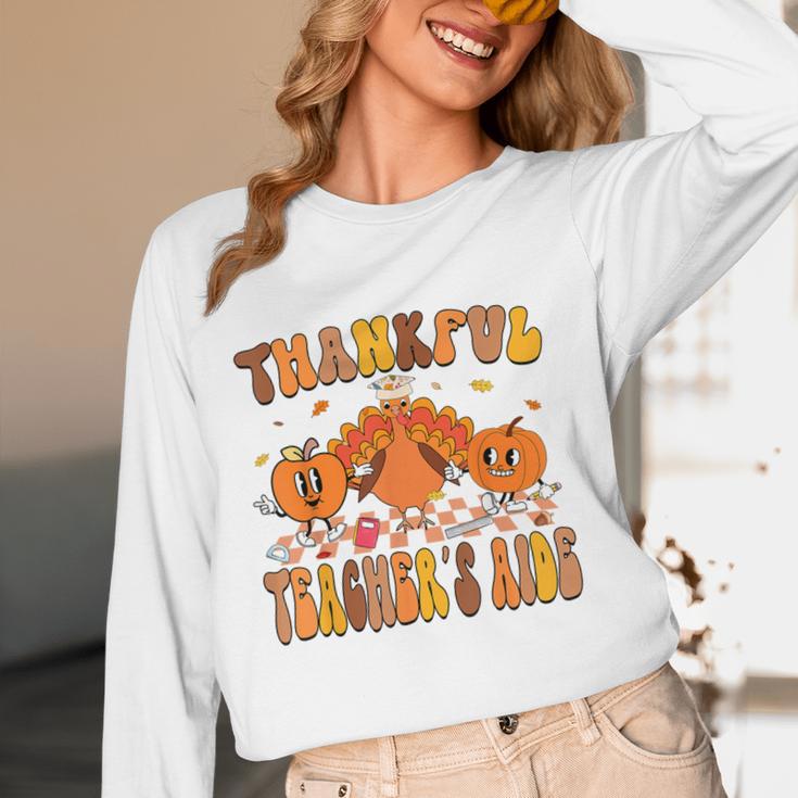 Thankful Teacher's Aide Thanksgiving Autumn Fall Women Men Women Long Sleeve T-Shirt, novelty gifts, funny gifts