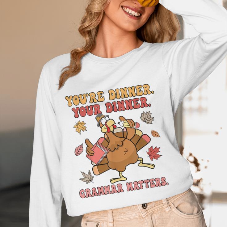 Thanksgiving Grammar Thankful English Teacher Fall Turkey Women Long Sleeve T-Shirt, novelty gifts, funny gifts Thanksgiving Grammar Thankful English Teacher Fall Turkey Women Long Sleeve T-Shirt, novelty gifts, funny gifts