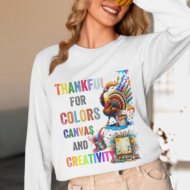 Turkey Thanksgiving Art Teacher Costume Tee For Artists Women Long Sleeve T-Shirt, novelty gifts, funny gifts