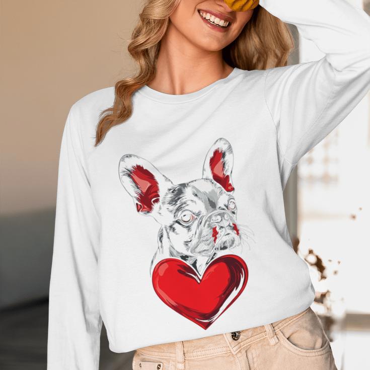 Valentine's Day Boston Terrier Dog Vector Women Long Sleeve T-Shirt, novelty gifts, funny gifts