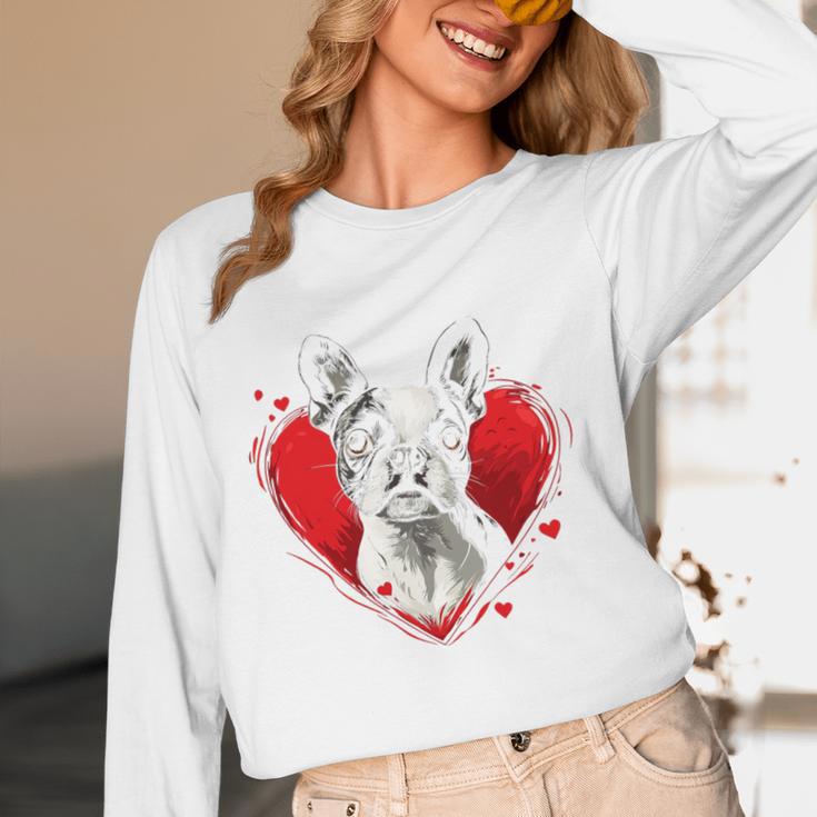 Valentine's Day Boston Terrier Dog Women Long Sleeve T-Shirt, novelty gifts, funny gifts