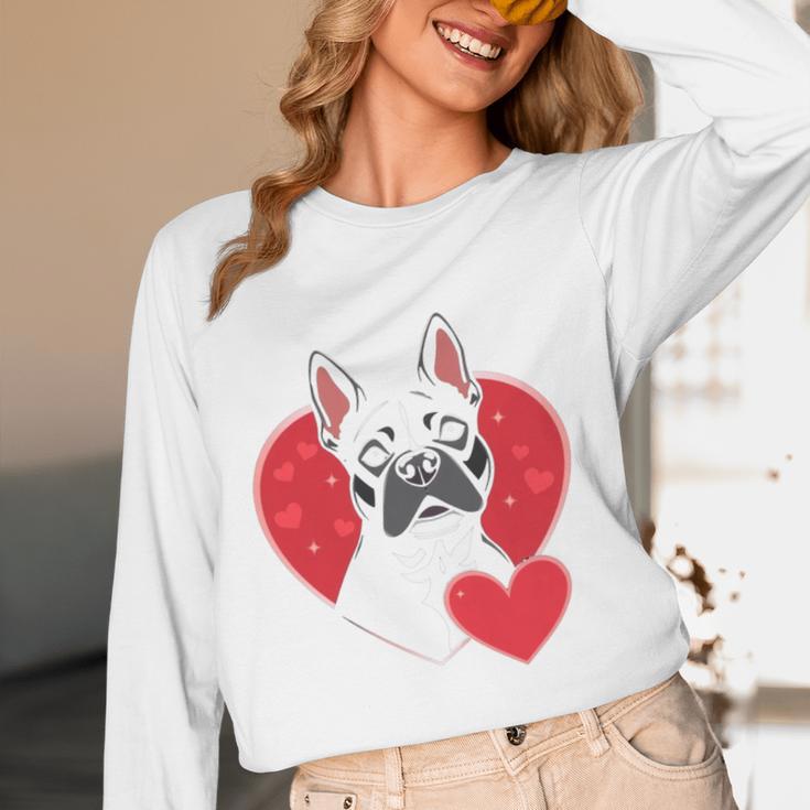 Valentine's Day Boston Terrier Women Long Sleeve T-Shirt, novelty gifts, funny gifts