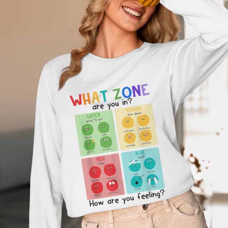 What Zone Are You In How Are You Feeling Teacher Women Long Sleeve T-Shirt, novelty gifts, funny gifts What Zone Are You In How Are You Feeling Teacher Women Long Sleeve T-Shirt, novelty gifts, funny gifts