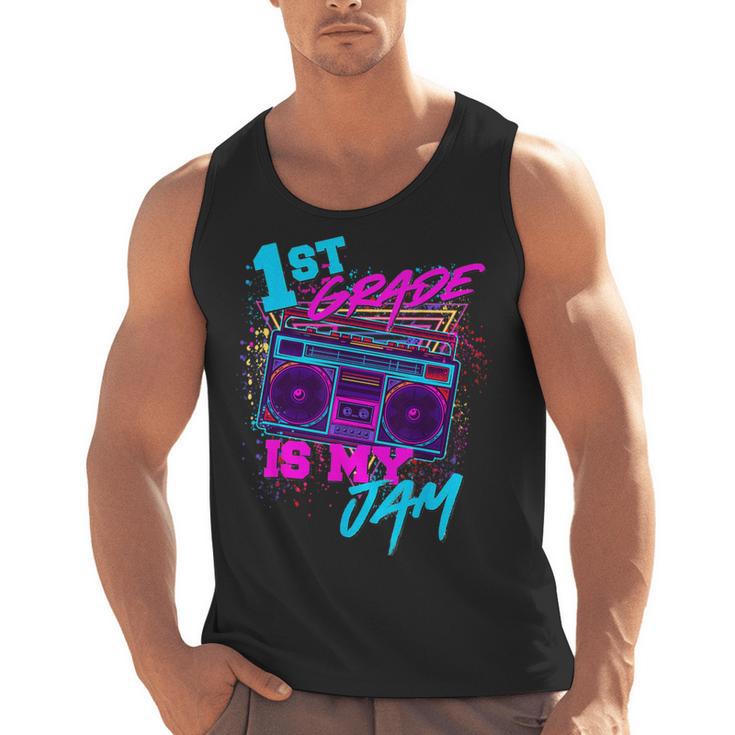 1st Grade Is My Jam Vintage 80s 80's Teacher Student Retro Men Tank Top