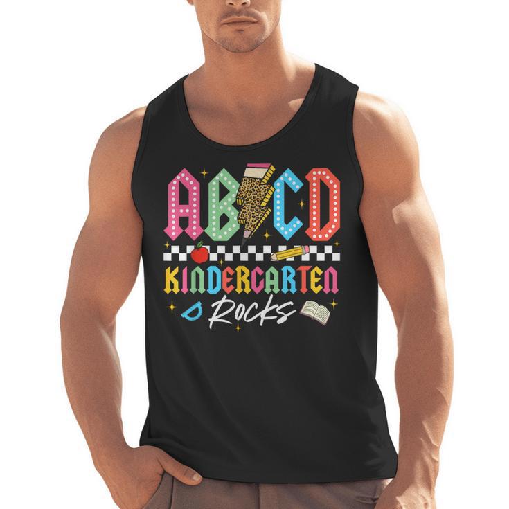 ABCD Kindergarten Rocks Pencil Lightning Teachers Rock Boys Men Tank Top