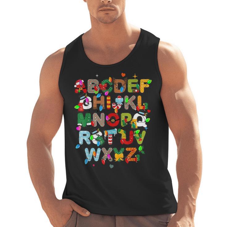 ABCs Learning Kindergarten Teacher Christmas Lights Alphabet For Men Women Kids Men Tank Top