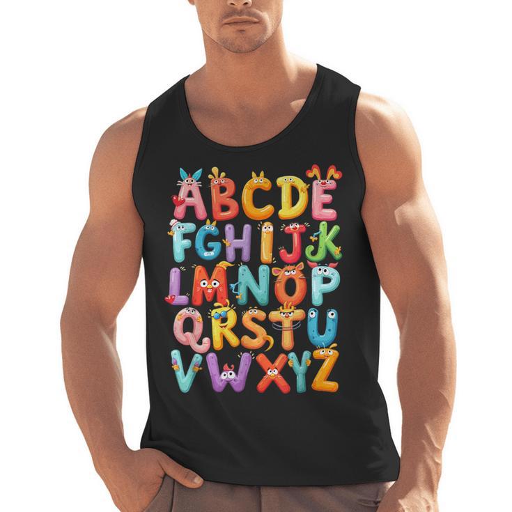 Alphabet A-Z ABC Kids Back To School Pre K Teachers Men Tank Top