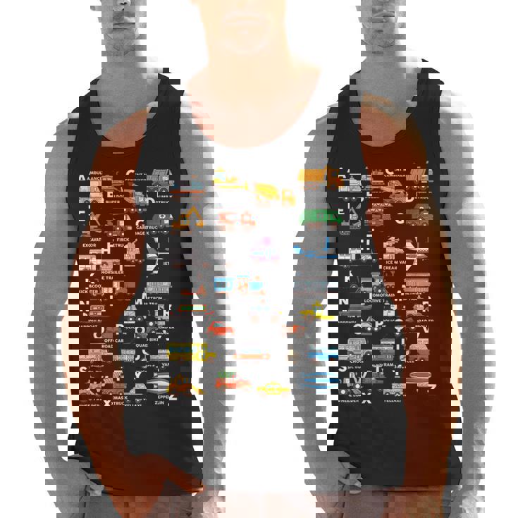 Alphabet Vehicles ABCs Learning Teachers Kids Boys Girls Men Tank Top