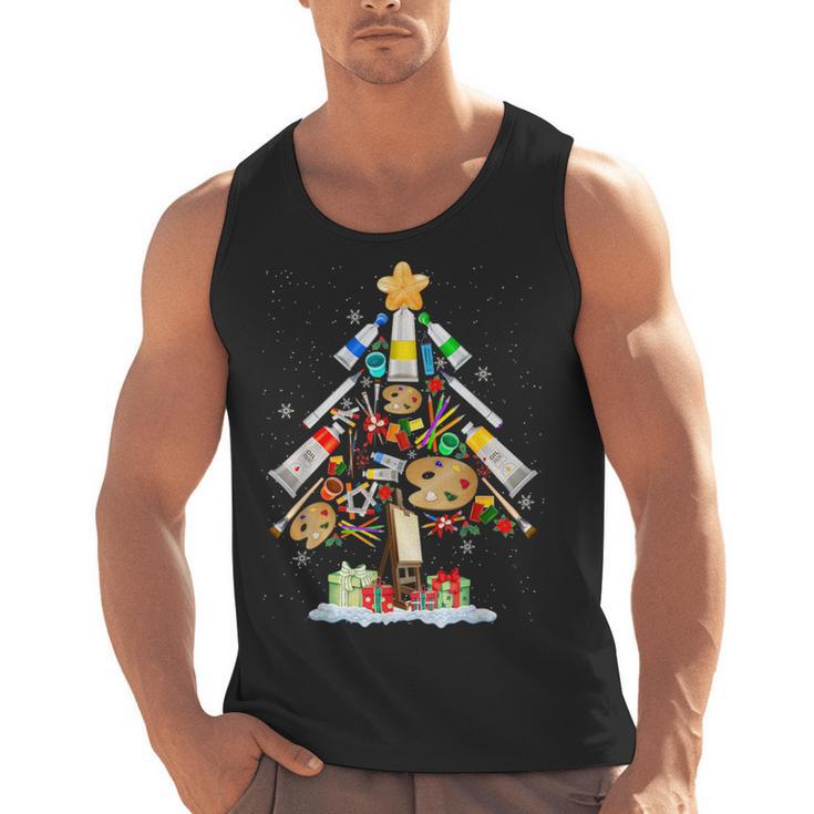 Art Christmas Tree Merry Christmas Artist Art Teacher Men Tank Top