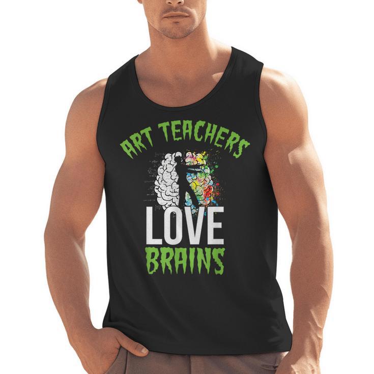 Art Teachers Love Brains Shirt Halloween Zombie Teaching Tee Men Women Kids Men Tank Top