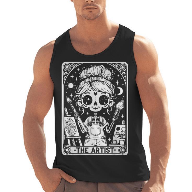 Artist Tarot Card Skeleton Painter Art Teacher Witchy Men Tank Top