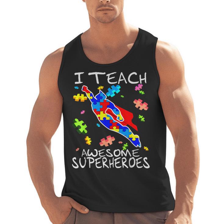 Autism Awareness Teacher I Teach Awesome Superheroes Men Tank Top