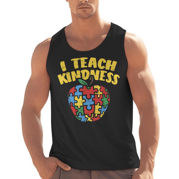 Autism Teacher Shirt I Teach Kindness Apple Puzzle Awareness Men Tank Top