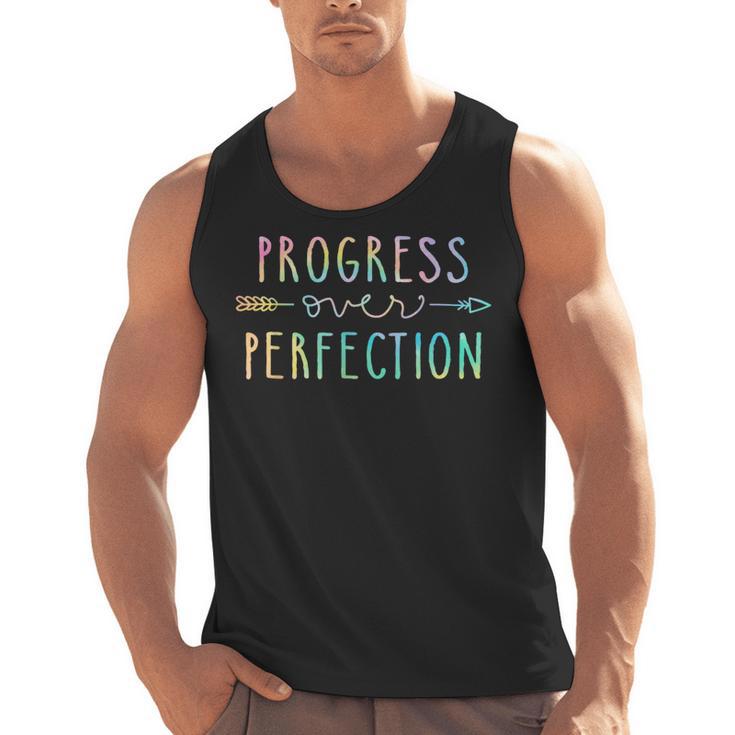 Back To School Progress Over Perfection Motivational Teacher Men Tank Top