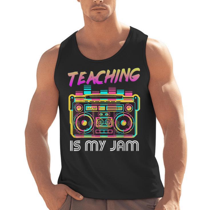 Back To School Retro Teaching Is My Jam 80s Teacher Boombox Men Tank Top