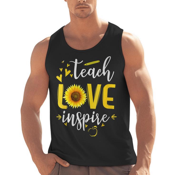 Back To School Teach Love And Inspire Teacher Sunflower Men Tank Top