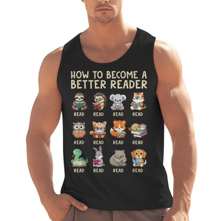 How To Become A Better Reader Animals Reading Teacher Men Tank Top
