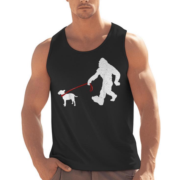 Bigfoot Walking With Bull Terrier Dog Men Tank Top, trending gift