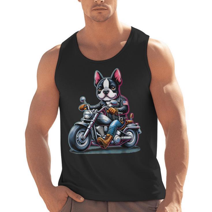 Biker Boston Terrier Dog Riding Motorbike Men Tank Top, Boston Terrier Riding Gifts, trending gift