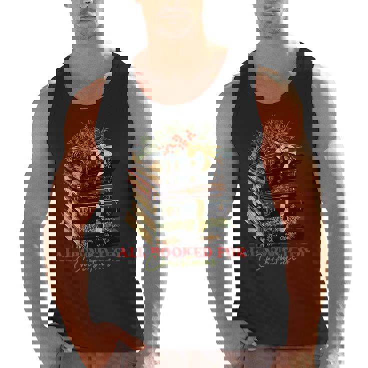 All Booked For Christmas Christmas Book Tree For Teacher For Men Women Kids Men Tank Top