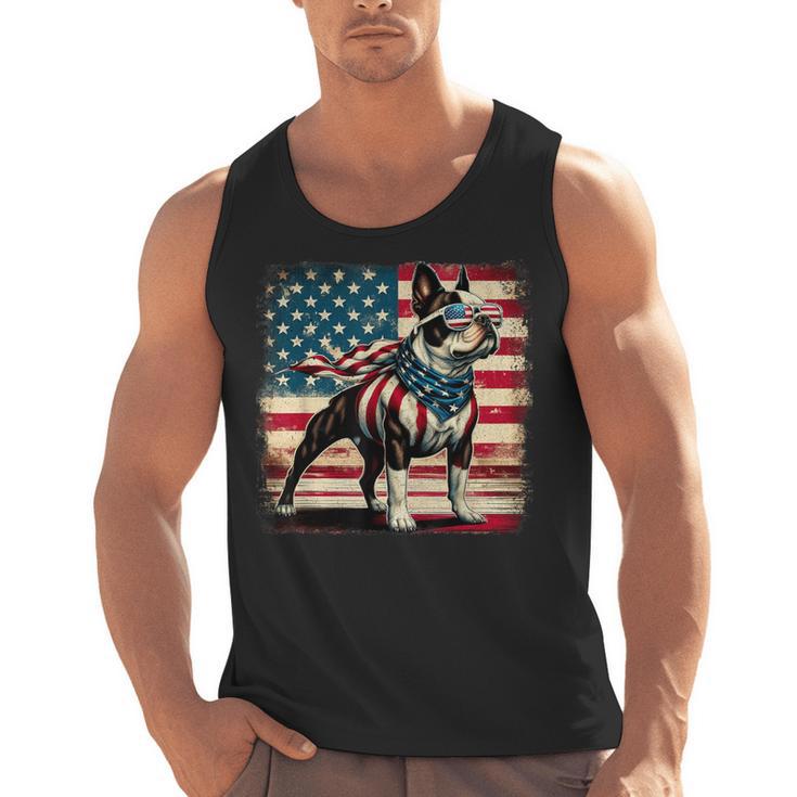 Boston Terrier Dog 4th Of July USA American Flag Patriotic Men Tank Top, Patriotic Boston Terrier Gifts, American Boston Terrier Gifts, Boston Terrier 4th Of July Gifts, trending gift