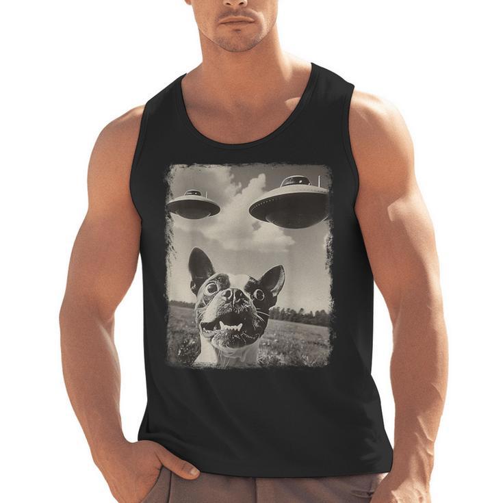Boston Terrier Dog UFO Alien Extraterrestrial Selfie Men Tank Top, trending gift