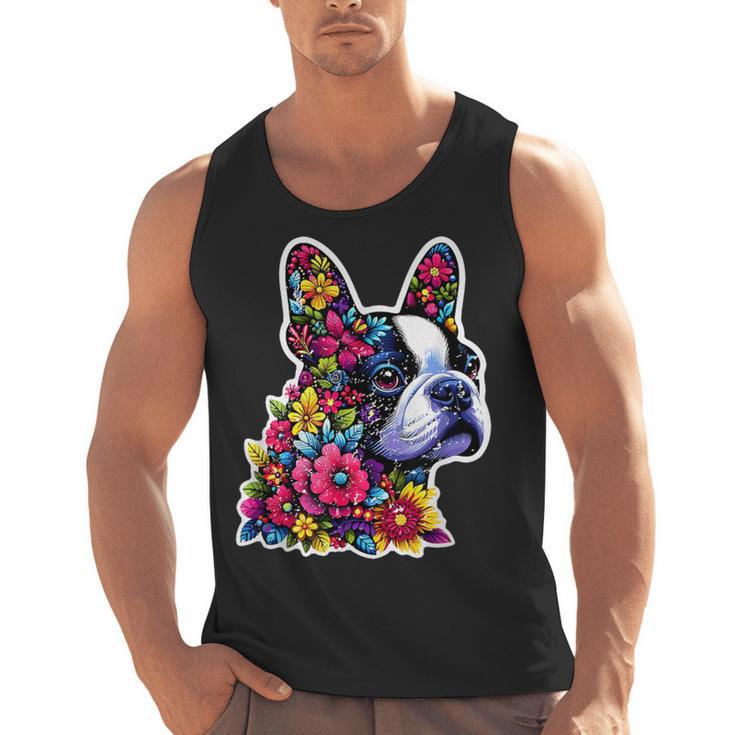 Boston Terrier Floral Vintage Dog Mom Distressed Men Women Kids Men Tank Top, Mom Gifts, Boston Terrier Mom Gifts, trending gift
