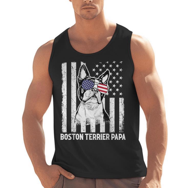 Boston Terrier Papa Cool Dog Lover USA American Flag Men Women Men Tank Top, American Boston Terrier Gifts, trending gift