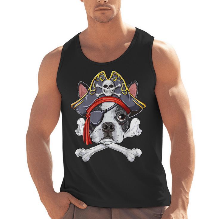 Boston Terrier Pirate T Shirt Jolly Roger Crossbones Skull Men Tank Top, trending gift