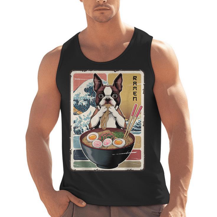 Boston Terrier Ramen Noodles Japanese Art Retro Ocean Waves Men Tank Top, trending gift