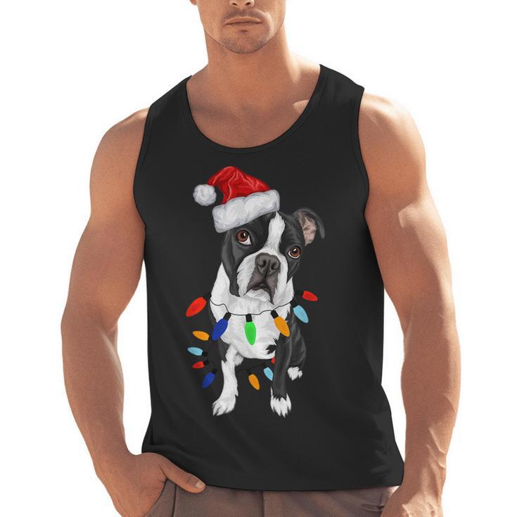 Boston Terrier Santa Christmas Lights Xmas Dog Lover Men Women Kids Men Tank Top, Boston Terrier Christmas Gifts, trending gift