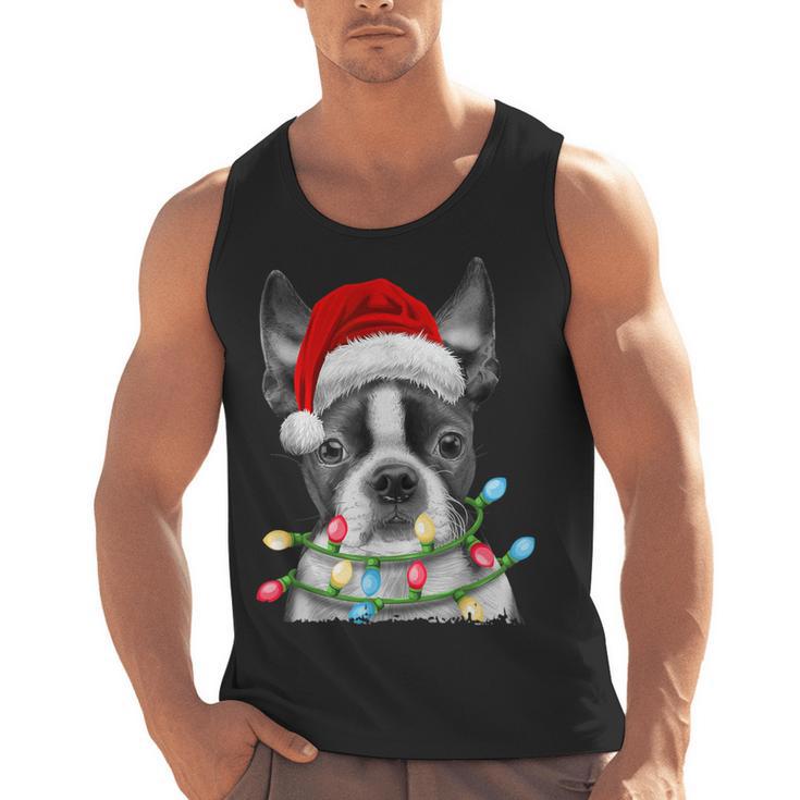Boston Terrier Santa Christmas Tree Lights Xmas Boys Men Dog Men Tank Top, Boston Terrier Christmas Gifts, trending gift