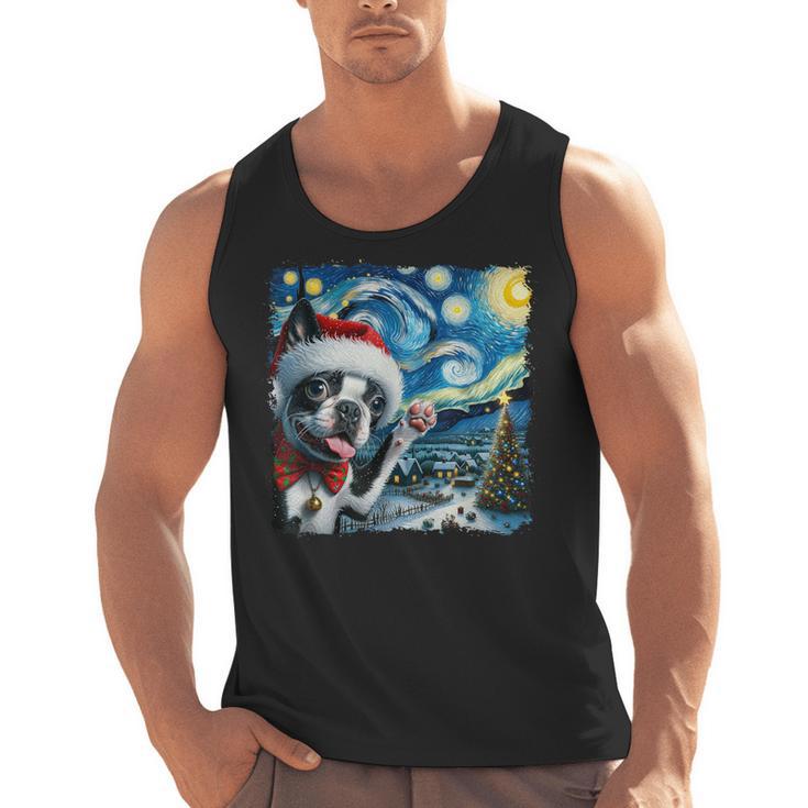 Boston Terrier Santa Starry Night Van Gogh Christmas Dog Men Women Kids Men Tank Top, Boston Terrier Christmas Gifts, trending gift