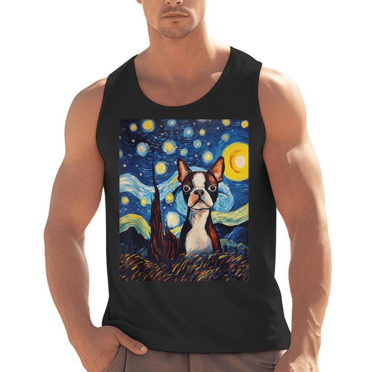 Boston Terrier Starry Night Van Gogh Art Men Tank Top, trending gift